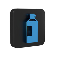 Poster - Blue Whipped cream in an aerosol can icon isolated on transparent background. Sweet dairy product. Milk product and sweet symbol. Black square button.