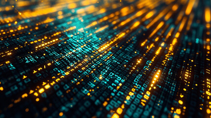 A close-up of a digital encryption process on a computer screen, with lines of code and a virtual lock symbolizing data protection The background is a sophisticated digital matrix, representing