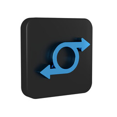 Poster - Blue Arrow icon isolated on transparent background. Direction Arrowhead symbol. Navigation pointer sign. Black square button.