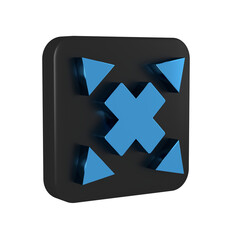 Poster - Blue Many ways directional arrow icon isolated on transparent background. Black square button.