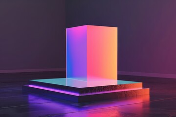 Poster - Square holographic fabric podium product presentation