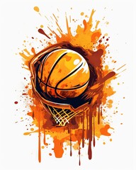 Wall Mural - Basketball lover t-shirt with minimalist player and ball graphic