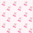 pattern seamless hot pink coquette cherries with ribbon bow, aesthetic watercolor hand drawing.