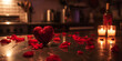 Ein Herz als romantische Dekoration in der Küche soll Liebe ausdrücken vielleicht zum Hochzeitstag oder Valentinstag