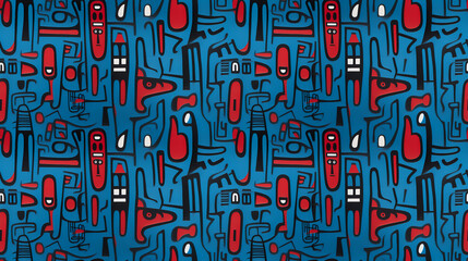 Modern seamless pattern in the style of Cubism, Neoplasticism and Bauhaus. Perfect for design, printing, web design