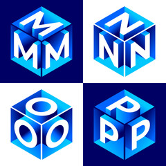 Poster - Isometric alphabet. 3d bold uppercase latin letters and numbers, geometric futuristic typography, cubic straight block english font different angles, simple abc isometry collection vector isolated set