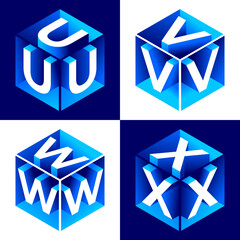 Poster - Isometric alphabet. 3d bold uppercase latin letters and numbers, geometric futuristic typography, cubic straight block english font different angles, simple abc isometry collection vector isolated set