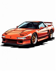 Poster - Front view of a vintage Japanese sports car from the 80s on a white background. Vector illustration of a retro automobile suitable for stickers and t-shirts.