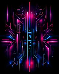 Wall Mural - Neon lines in cyberpunk style, ultra: a futuristic abstract background with glowing curves and shapes