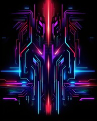 Wall Mural - neon lines in cyberpunk style, ultra: a futuristic abstract background with glowing curves and shape