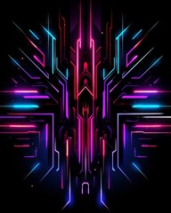 Wall Mural - neon lines in cyberpunk style, ultra: a futuristic abstract background with glowing curves and shape