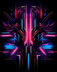Wall Mural - neon lines in cyberpunk style, ultra: a futuristic abstract background with glowing curves and shape