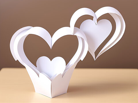 White Day Heart Paper Craft