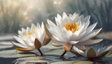 Fototapeta Kwiaty - Lilie wodne, nenufary, tapeta, dekoracja. Generative AI