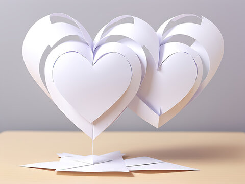White Day Heart Paper Craft