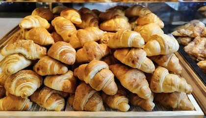 Wall Mural - mini croissants buns in the store