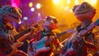 Geckos Playing Guitars On Stage, Amazing Animal Band Concert Performance!