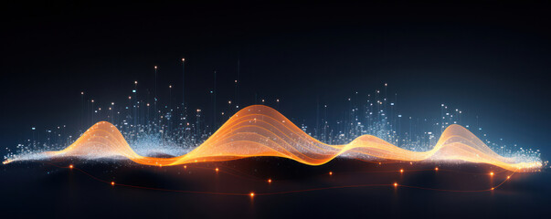 Poster - Abstract Wave: Digital Fusion of Futuristic Design and Science in a Grid of Light and 3D Network