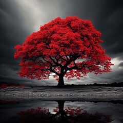 Canvas Print - tree with red leaves