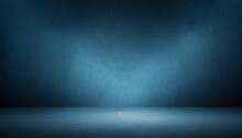 Abstract Technology Background Empty Dark Blue Cement Floor Studio Room With Smoke Floating Up The Interior Texture Wall Background Spotlights Laser Light Digital Future Technology Concept
