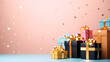 © win - Gift box background with copy space for Christmas gifts, holidays or birthdays