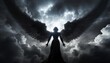 angel lucifer in heaven black clouds mystical atmosphere