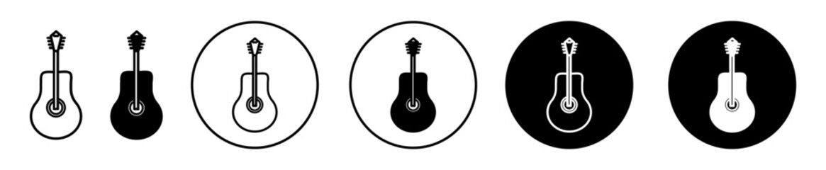 Wall Mural - acoustic guitar icon sign set in outline style graphics design