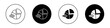 Predictive analytics icon. Predict growth pie chart vision vector symbol in a black filled and outlined style. Future growth stastistics graph sign.