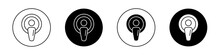 Podcast icon set. Transparent pod microphone vector symbol in a black filled and outlined style. Line audience pod sign.