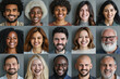 Many Headshots of a smiling men and women of all ages on a gray background looking at the camera