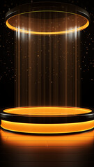 Wall Mural - vertical pedestal background, golden presentation of a new product, background with copy space