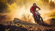 Motocross rider on the dirt road. water and dirt splashes. extreme sport. Motocross. Enduro. Extreme sport concept.