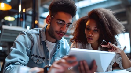 shot of two young colleagues using a digital tablet together at work