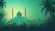 green background with mosque