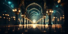 Islamic Mosque Interior Architecture. Celebration Of Ramadan Kareem