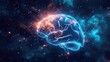© jiawei - glowing human brain in galaxy background