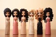 © Berezhna_Iuliia - Set of different types of women's dolls on beige background.