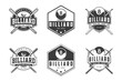 © jundio studio - Billiard Design Logo Vector Set, Billiard Club Label Badge Sign Set Vector Concept, Monochrome logo set for billiard club