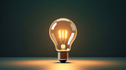 One of Lightbulb glowing among shutdown light bulb in dark area with copy space for creative thinking , problem solving solution and outstanding concept by 3d rendering technique.