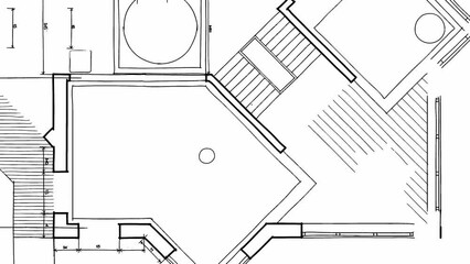 Wall Mural - Architecture design: blueprint plan - vector illustration of a plan modern residential building / technology, industry, business concept illustration: real estate, building, construction, architecture