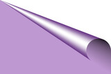 Fototapeta  - Tapeta w kolorze jasno fioletowym z zagiętym, zrolowanym rogiem strony z odsłoniętą białą kartką
