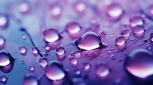 Purple Water Droplets On Smooth Surface For Abstract Background