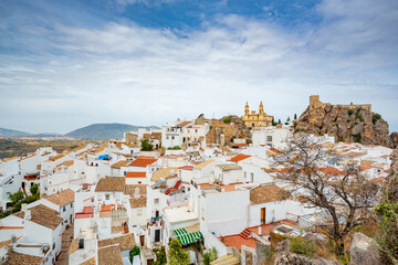 Poster - Olvera, Spain. View over the town castle and church	