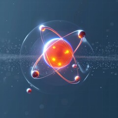 Atomic dance: subatomic realm, electrons, neutrons, and protons orbit a fixed nucleus in a model empty space within atoms, showcasing set, predictable paths in the intricate world of particle physics