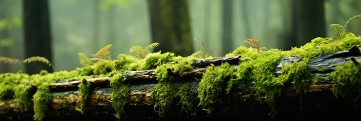  green moss growing on a branch