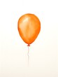 Orange Balloon on a white Background. Watercolor Template for a Birthday or Greeting Card
