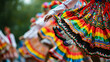 Traditional Eastern European folk dancers in colorful costumes performing at a cultural festival.