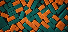  A Group Of Orange And Green Squares Are Arranged In A Diagonal Pattern On A Black Background With Orange And Teal Squares In The Center Of The Squares, And Bottom Half Of The Rectangles.