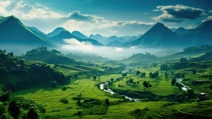 Wall Mural - landscape with mountains