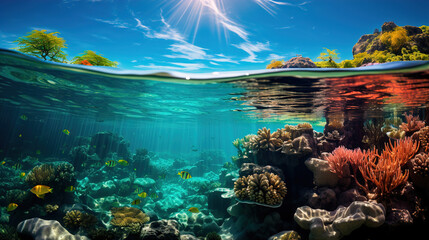 Wall Mural - coral reef and fishes
